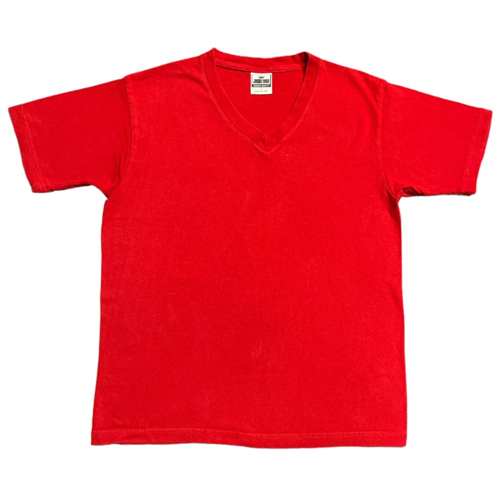 John Son Men V-Neck Short Sleeve Basic T Shirt Size Small Red Cotton